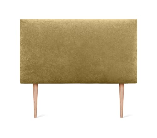 DHOME Kopfteil aus Kunstleder oder Stoff AQUALINE Glatt mit Beinen Kopfteil gepolstert Luxusbett Kopfteil (90x105cm Mit Füßen (Betten 70/80/90), Stoff Senf) von DHOME