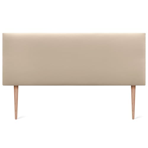 DHOME Kopfteil aus Kunstleder oder Stoff AQUALINE Glatt mit Beinen Kopfteil gepolstert Luxusbett Kopfteil (135x105cm Mit Füßen (Betten 120/135/140), Kunstleder Beige) von DHOME