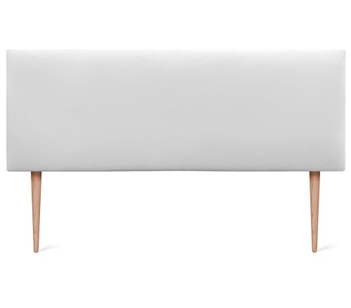 DHOME Kopfteil aus Kunstleder oder Stoff AQUALINE Glatt mit Beinen Kopfteil gepolstert Luxusbett Kopfteil (135x105cm Mit Füßen (Betten 120/135/140), Stoff Weiß) von DHOME