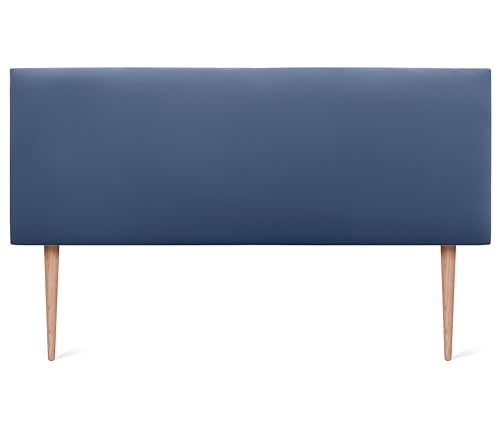 DHOME Kopfteil aus Kunstleder oder Stoff AQUALINE Glatt mit Beinen Kopfteil gepolstert Luxusbett Kopfteil (145x105cm Mit Füßen (Betten 120/135/140), Kunstleder Blau) von DHOME