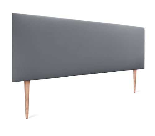 DHOME Kopfteil aus Kunstleder oder Stoff AQUALINE Glatt mit Beinen Kopfteil gepolstert Luxusbett Kopfteil (145x105cm Mit Füßen (Betten 120/135/140), Kunstleder Grau) von DHOME