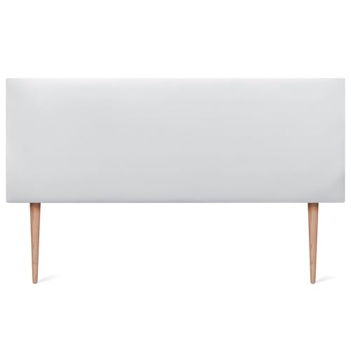 DHOME Kopfteil aus Kunstleder oder Stoff AQUALINE Glatt Mit Beinen - Gepolstert Luxusbett (150x105cm Mit Füßen für Betten 150/160, Kunstleder A.Weiß) von DHOME