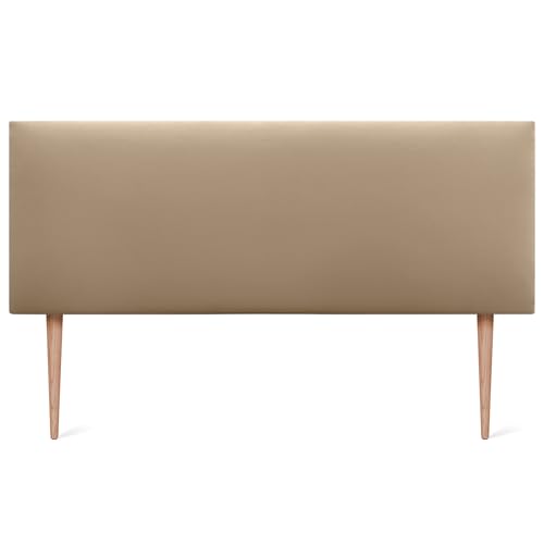 DHOME Kopfteil aus Kunstleder oder Stoff AQUALINE Glatt mit Beinen Kopfteil gepolstert Luxusbett Kopfteil (160x105cm Mit Füßen (Betten 70/80/90), Kunstleder Hellbraun) von DHOME