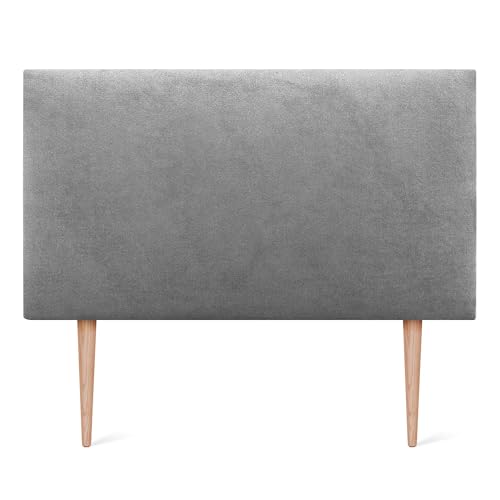 DHOME Kopfteil aus Kunstleder oder Stoff AQUALINE Glatt mit Beinen Kopfteil gepolstert Luxusbett Kopfteil (95x105cm Mit Füßen (Betten 70/80/90), Stoff Grau) von DHOME