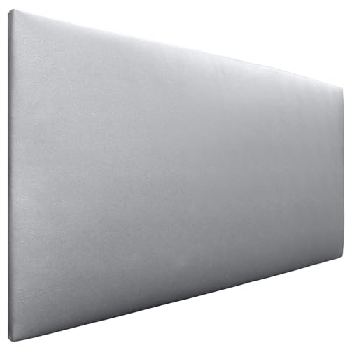 DHOME Kopfteil aus Kunstleder oder Stoff AQUALINE Glattes gepolstertes Kopfteil Luxusbett Kopfteil (Kuntsleder Silber, 105cm (Betten 80/90/105)) von DHOME