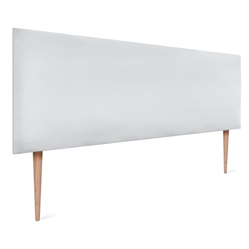 DHOME Kopfteil aus Kunstlederoder Stoff AQUALINE Glatt mit Beinen Kopfteil gepolstert Luxusbett Kopfteil (Kunstleder Weiß, 135cm Mit Füßen (Betten 120/135/140)) von DHOME