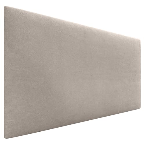 DHOME Kopfteil aus Kunstleder oder Stoff AQUALINE Glattes gepolstertes Kopfteil Luxusbett Kopfteil (Stoff Beige, 110cm (Betten 80/90/105)) von DHOME