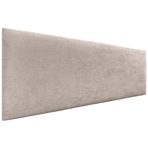 DHOME Kopfteil aus Kunstleder oder Stoff AQUALINE Glattes gepolstertes Kopfteil Luxusbett Kopfteil (Stoff Beige, 145cm (Betten 120/135/140)) von DHOME