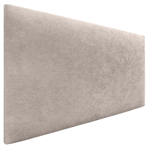 DHOME Kopfteil aus Kunstleder oder Stoff AQUALINE Glattes gepolstertes Kopfteil Luxusbett Kopfteil (Stoff Beige, 90cm (Betten 70/80/90)) von DHOME