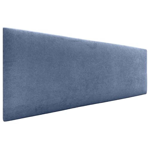 DHOME Kopfteil aus Kunstleder oder Stoff AQUALINE Glattes gepolstertes Kopfteil Luxusbett Kopfteil (Stoff Blau, 150cm (Betten 150/160)) von DHOME