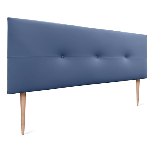 DHOME Kopfteil aus Kunstleder oder Stoff AQUALINE Pro Kopfteil Polsterkopfteil Luxusbett (Kuntsleder Blau, 160x105cm Mit Füßen (Betten 150/160)) von DHOME