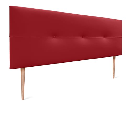 DHOME Kopfteil aus Kunstleder oder Stoff AQUALINE Pro Kopfteil Polsterkopfteil Luxusbett (Kuntsleder Rot, 145x105cm Mit Füßen (Betten 120/135/140)) von DHOME