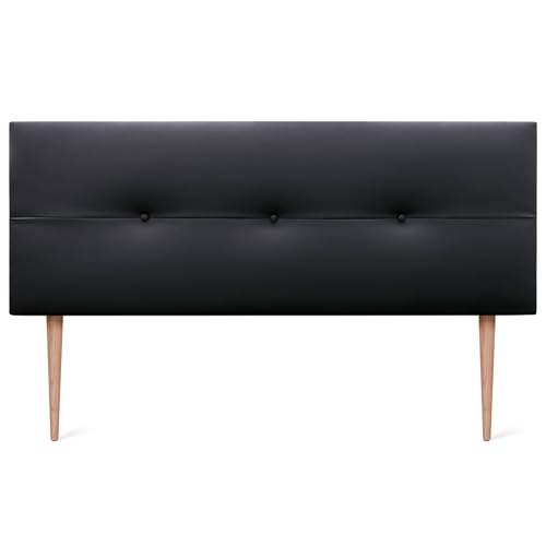 DHOME Kopfteil aus Kunstleder oder Stoff AQUALINE Pro Kopfteil Polsterkopfteil Luxusbett (Kuntsleder Schwarz, 145x105cm Mit Füßen (Betten 120/135/140)) von DHOME