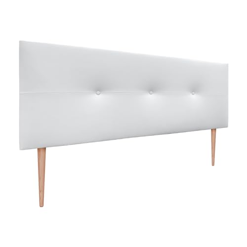 DHOME Kopfteil aus Kunstleder oder Stoff AQUALINE Pro Kopfteil Polsterkopfteil Luxusbett (Kuntsleder Weiß, 150x105cm Mit Füßen (Betten 150/160)) von DHOME