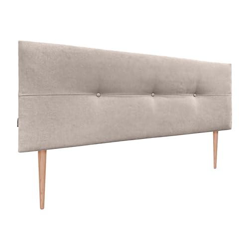 DHOME Kopfteil aus Kunstleder oder Stoff AQUALINE Pro Kopfteil Polsterkopfteil Luxusbett (Stoff Beige, 160x105cm Mit Füßen (Betten 150/160)) von DHOME