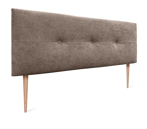 DHOME Kopfteil aus Kunstleder oder Stoff AQUALINE Pro Kopfteil Polsterkopfteil Luxusbett (Stoff Braun, 145x105cm Mit Füßen (Betten 120/135/140)) von DHOME