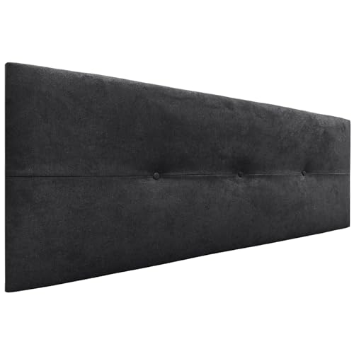 DHOME Kopfteil aus Kunstleder oder Stoff AQUALINE Pro Kopfteil Polsterkopfteil Luxusbett (Stoff Schwarz, 145cm (Betten 120/135/140)) von DHOME