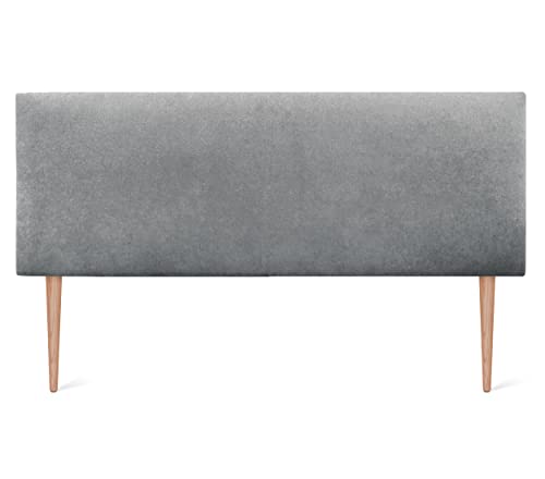 DHOME Kopfteil aus Kunstleder oder Stoff AQUALINE Glatt mit Beinen Kopfteil gepolstert Luxusbett Kopfteil (160x105cm Mit Füßen (Betten 150/160), Stoff Grau) von DHOME