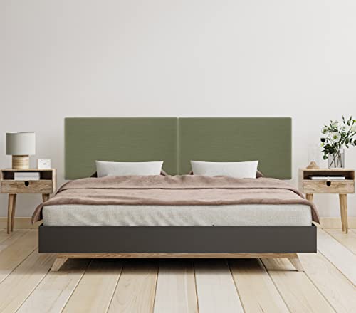 DHOME Plain Natural Linen Headboard gepolstertes Bett Kopfteil Modernes Schlafzimmer TOP Trending (Grün, 180cm Dual (Betten 180/190)) von DHOME