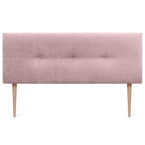 DHOME Kopfteil aus Naturwolle mit Knöpfen und Beinen, gepolstertes Kopfteil für Winterluxus-Schlafzimmer(Lachsfarbene Wolle, 145x105cm(140/135)) von DHOME