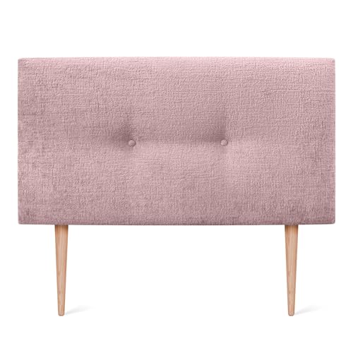 DHOME Kopfteil aus Naturwolle mit Knöpfen und Beinen, gepolstertes Kopfteil für Winterluxus-Schlafzimmer(Lachsfarbene Wolle, 95x105cm(90)) von DHOME