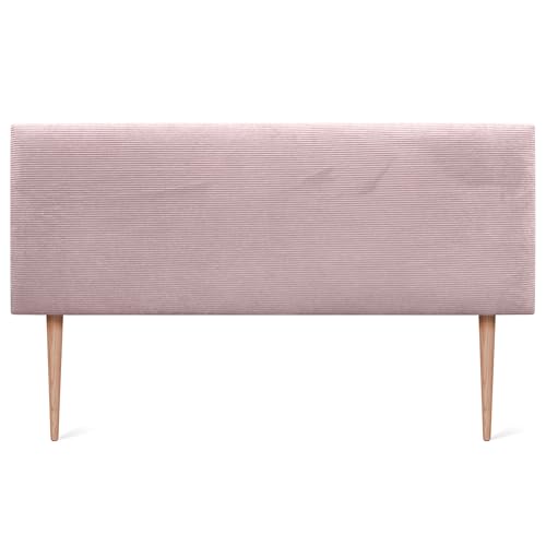 DHOME Kopfteil aus einfarbigem Cord mit Beinen, hohe Qualität, modernes gepolstertes Kopfteil, Luxus-Bett, gepolstertes Schlafzimmer (Altrosa, 160 cm) von DHOME