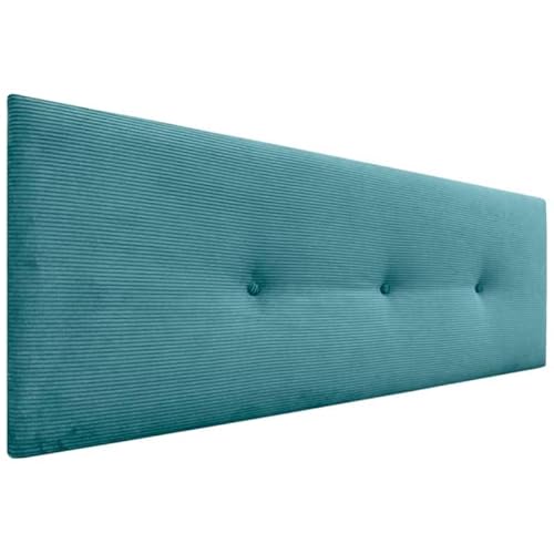 DHOME Kopfteil aus glattem Cord mit Knöpfen, hohe Qualität, modernes gepolstertes Kopfteil, Luxus-Bett, gepolstertes Schlafzimmer (Türkis, 135 cm) von DHOME