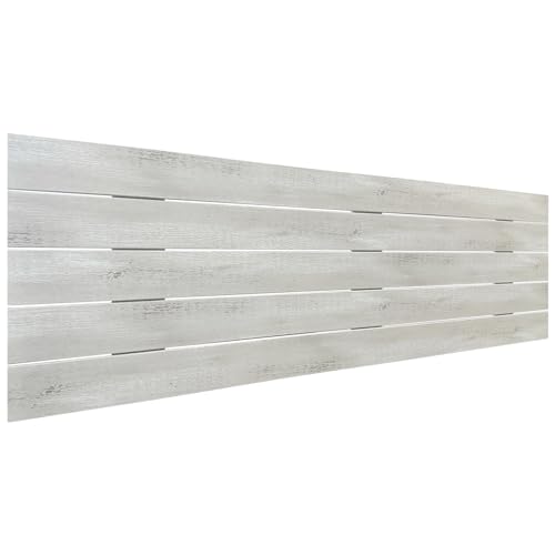 DHOME Recyceltes MDF Holz Kopfteil im Palettenstil Horizontales Bed Pallets Beschläge inklusive (110x46 Pallet 5, Rustikales Weiß) von DHOME