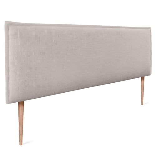 DHOME Plain Natural Leinen Kopfteil mit Einfassung gepolstertes Kopfteil Bett Modernes Schlafzimmer TOP Trending (Beige, 145x105cm Mit Füßen (Betten 120/135/140)) von DHOME