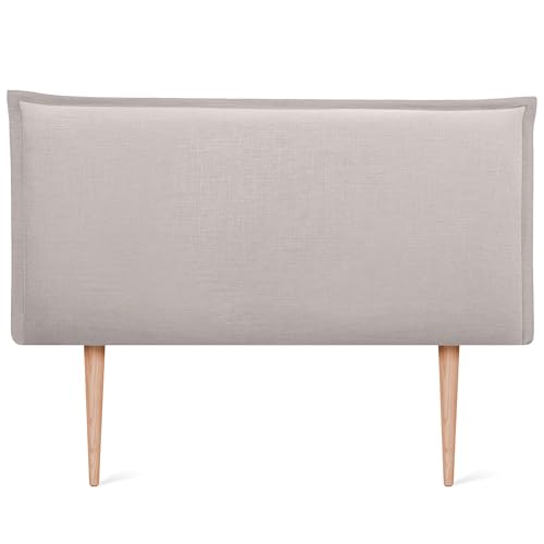 DHOME Kopfteil aus natürlichem Leinen einfarbig mit Paspelierung für Bett Schlafzimmer modernes Top Trend (Beige, 105x105cm Mit Füßen (Betten 80/90/105)) von DHOME