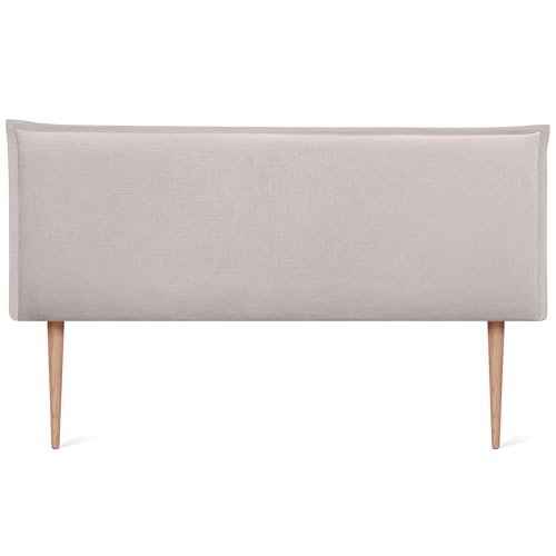 DHOME Kopfteil aus natürlichem Leinen einfarbig mit Paspelierung für Bett Schlafzimmer modernes Top Trend (Beige, 135x105cm Mit Füßen (Betten 120/135/140)) von DHOME