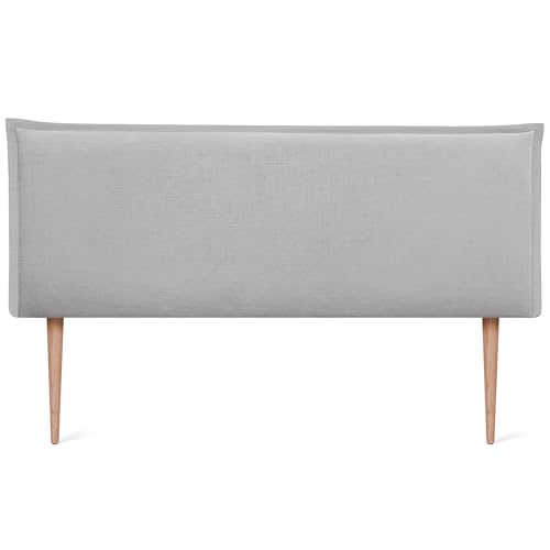 DHOME Kopfteil aus natürlichem Leinen einfarbig mit Paspelierung für Bett Schlafzimmer modernes Top Trend (Hellgrau, 160x105cm Mit Füßen (Betten 150/160)) von DHOME