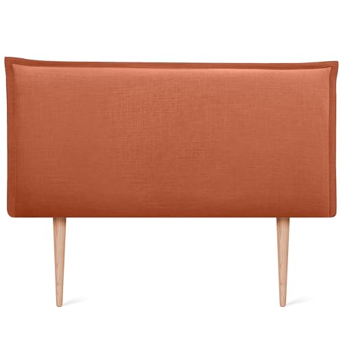 DHOME Kopfteil aus natürlichem Leinen einfarbig mit Paspelierung für Bett Schlafzimmer modernes Top Trend (Orange, 80x105cm Mit Füßen (Betten 70/80)) von DHOME