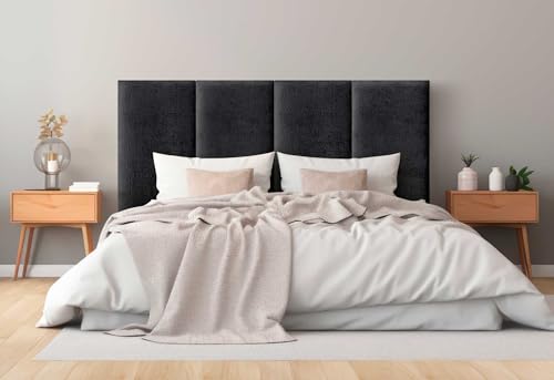 DHOME Gepolstertes Kopfteil aus Glatter Öko Wolle Fleckenabweisend mit Vertikalem Modularem Design und Selbstklebung Kopfstütze für Bett und Schlafzimmer Gepolstert (Schwarz, 200cm, Höhe 80cm, x4) DHOME Gepolstertes Kopfteil aus Glatter Öko Wolle Fleckenabweisend mit Vertikalem Modularem Design und Selbstklebung Kopfstütze für Bett und Schlafzimmer Gepolstert (Schwarz, 200cm, Höhe 80cm, x4) von DHOME