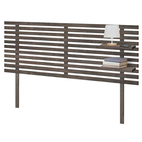 DHOME Recyceltes MDF Kopfteil aus Holz mit Regalen und Beinen im Palettenstil Nachttischregale Nordisches Bett mit Beschlägen inklusive (Japanischer Stil, Eiche Amazonas, 135cm) von DHOME