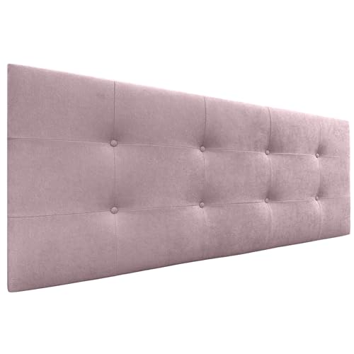 DHOME Kopfteil für Bett, gepolstert, 8 cm dick, gepolsterter Kopf, ACUALINE Stoff und Kunstleder, für Doppelbett, rosa Stoff, 135 cm (Betten 120/135/140) von DHOME