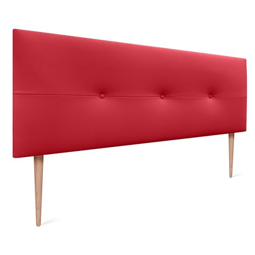 DHOME Kopfteil gepolstert in Kunstleder oder Stoff AQUALINE MIT Beinen Kopfteile Bettkopfteile (Kunstleder Rot,160x105cm (Betten 150/160)) von DHOME