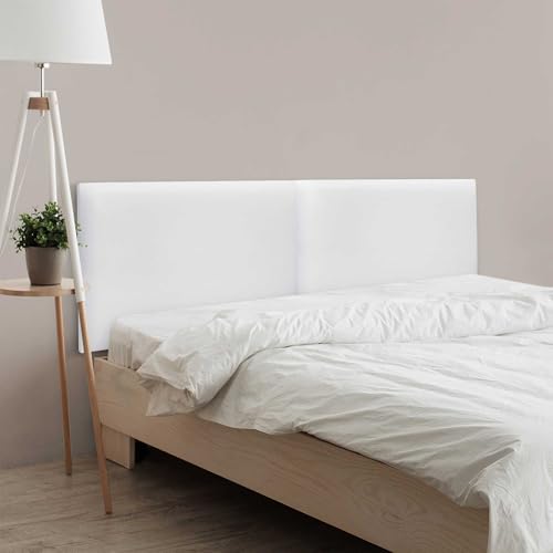 DHOME Kopfteil in Kunstleder oder Stoff Acualine Glatt DUAL geteilt in 2 Teile Hochwertiges gepolstertes Kopfteil Modernes gepolstertes (Kuntsleder Weiß, 180cm Dual (Betten 180/190)) von DHOME