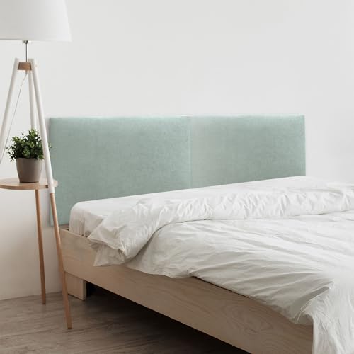 DHOME Kopfteil in Kunstleder oder Stoff Acualine Glatt DUAL geteilt in 2 Teile Hochwertiges gepolstertes Kopfteil Modernes gepolstertes (Stoff Aquamarin, 190cm Dual (Betten 180/190)) von DHOME