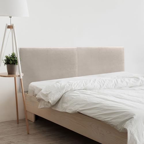 DHOME Kopfteil in Kunstleder oder Stoff Acualine Glatt DUAL geteilt in 2 Teile Hochwertiges gepolstertes Kopfteil Modernes gepolstertes (Stoff Beige, 220cm Dual (Betten 200)) von DHOME