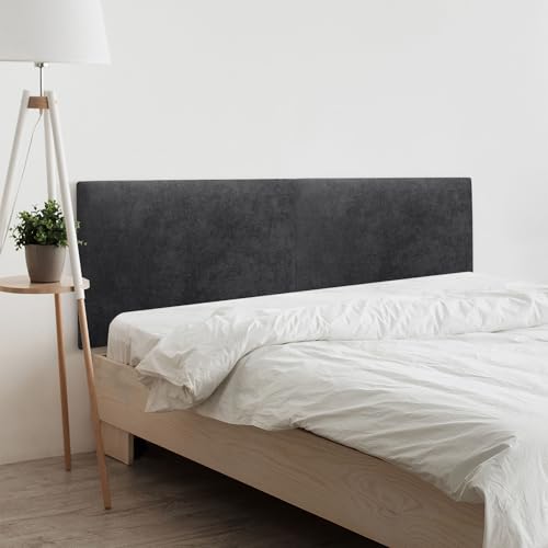 DHOME Kopfteil in Kunstleder oder Stoff Acualine Glatt DUAL geteilt in 2 Teile Hochwertiges gepolstertes Kopfteil Modernes gepolstertes (Stoff Schwarz, 190cm Dual (Betten 180/190)) von DHOME