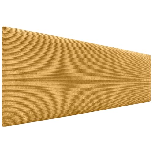 DHOME Kopfteil in unifarbenem Cord, hohe Qualität, modernes gepolstertes Kopfteil, Luxus-Bett, gepolstertes Schlafzimmer (Senfgelb, 135 cm) von DHOME