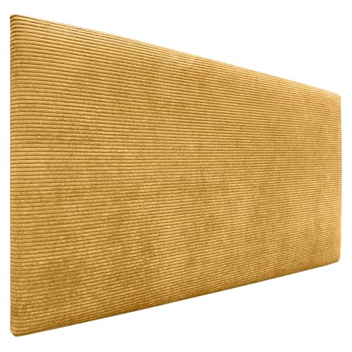 DHOME Kopfteil in unifarbenem Cord, hohe Qualität, modernes gepolstertes Kopfteil, Luxus-Bett, gepolstertes Schlafzimmer (Senfgelb, 90 cm) von DHOME