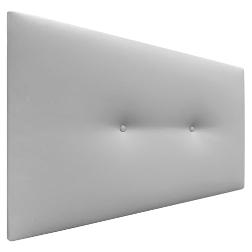 DHOME Kopfteil mit Knöpfen Hochwertig gepolstertes Kunstleder oder Acualinstoff Neue FARBREIHE Luxuriöses Bett Kopfteil Schlafzimmer Polsterung (Kuntsleder Hellgrau, 95x50cm (Betten 80/90)) von DHOME