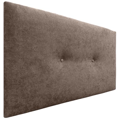 DHOME Kopfteil mit Knöpfen Hochwertig gepolstertes Kunstleder oder Acualinstoff Neue FARBREIHE Luxuriöses Bett Kopfteil Schlafzimmer Polsterung (Stoff Braun, 110x50cm (Betten 80/90/105)) von DHOME