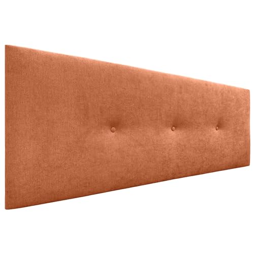 DHOME Kopfteil mit Knöpfen Hochwertig gepolstertes Kunstleder oder Acualinstoff Neue FARBREIHE Luxuriöses Bett Kopfteil Schlafzimmer Polsterung (Stoff Orange, 145x50cm (Betten 120/135/140)) von DHOME