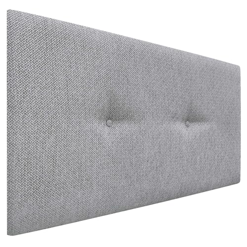 DHOME Gepolstertes Kopfteil aus Luxuriösem Glattem Stoff mit Knöpfen Kopfteil für Bett Gepolstert Luxusausführung (Silver Grey, 110x50cm) von DHOME