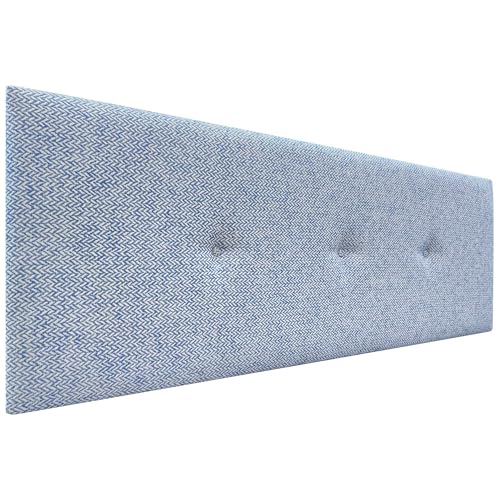 DHOME Gepolstertes Kopfteil aus Luxuriösem Glattem Stoff mit Knöpfen Kopfteil für Bett Gepolstert Luxusausführung (Espigas Azul, 140x50cm) von DHOME