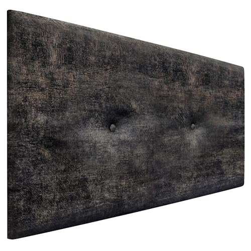 DHOME Gepolstertes Kopfteil aus Luxuriösem Glattem Stoff mit Knöpfen Kopfteil für Bett Gepolstert Luxusausführung (Luxurious Black, 100x50cm) von DHOME
