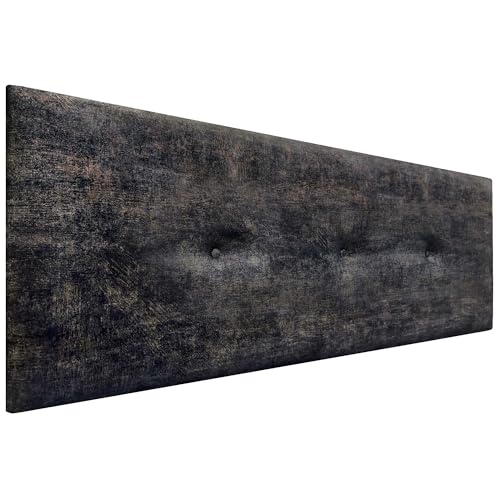 DHOME Gepolstertes Kopfteil aus Luxuriösem Glattem Stoff mit Knöpfen Kopfteil für Bett Gepolstert Luxusausführung (Luxurious Black, 160x60cm) von DHOME